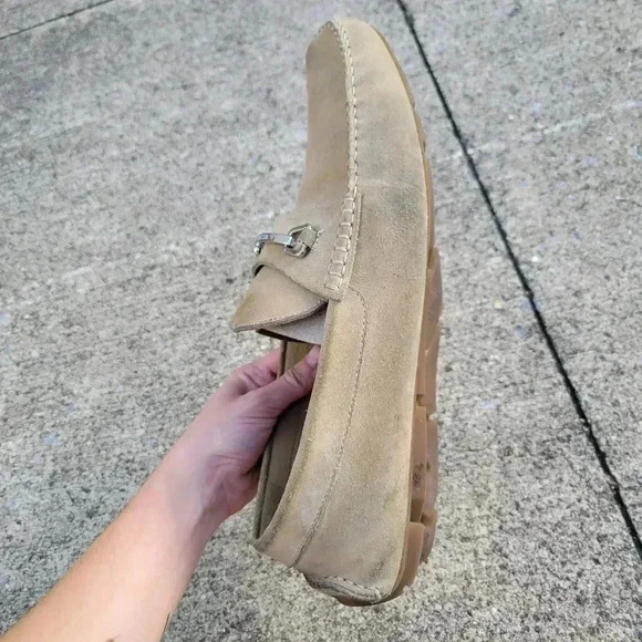 Moschino Mens Genuine Suede Driving Loafers Mocassin Shoes Tan Brown Horsebit 13 - Picture 5 of 10